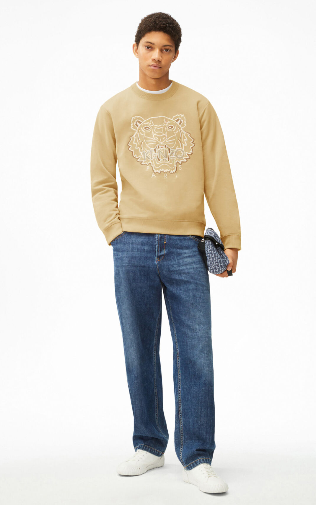 Sweat Kenzo Tiger Homme Beige Foncé | GOHJ-58741